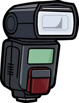 Camera flash light speedlight with tilt head Stock Illustration