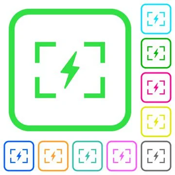 Camera flash mode vivid colored flat icons Illustrazione stock