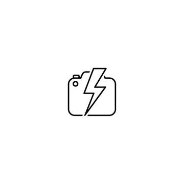 Camera flash photography icon vector outline simple graphic Stock Illustration