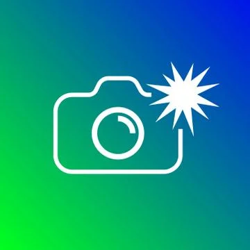 Camera flash rounded icon. Vector illustration style is flat iconic symbol white Illustrazione stock
