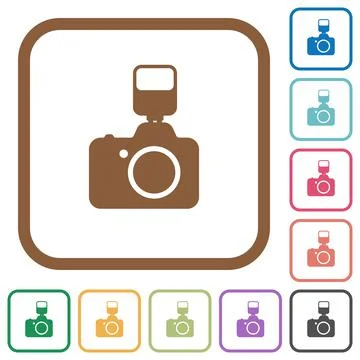 Camera with flash simple icons Illustrazione stock