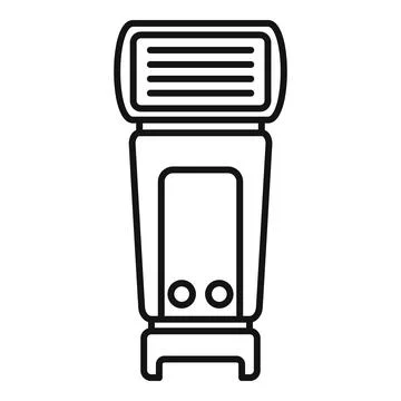 Camera flashlight icon, outline style Stock Illustration