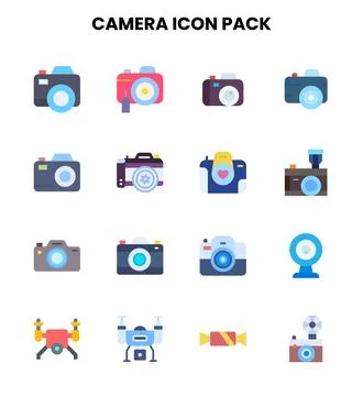 Camera Flat Collection Icons Pack Иллюстрация