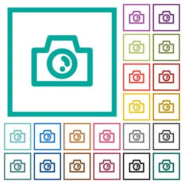 Camera flat color icons with quadrant frames Stock Illustration