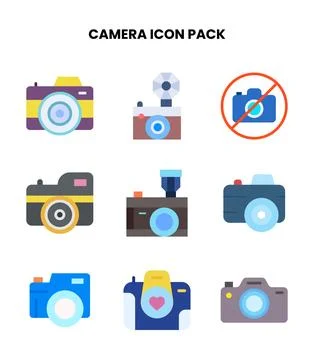 Camera Flat Graphics Icons Pack Stock Illustration