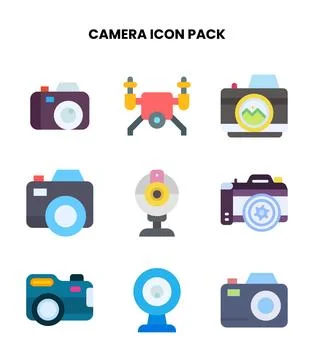 Camera Flat Graphics Icons Pack Stock Illustration