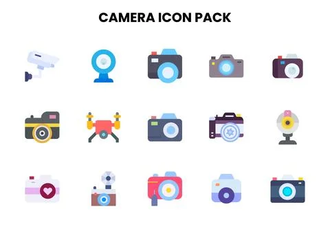 Camera Flat Graphics Icons Pack Stock Illustration
