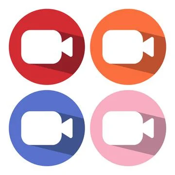 Camera flat icon. Modern flat icons with long shadow effect in stylish colors Stock Illustration