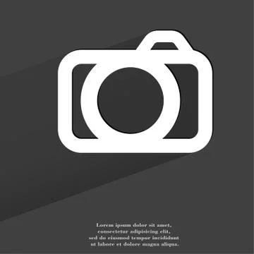 Camera. Flat modern web button with long shadow and space for your text. Stock Illustration