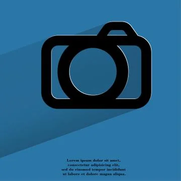 Camera. Flat modern web button with long shadow and space for your text. Stock Illustration
