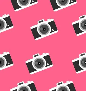 Camera flat seamless pattern background Stock Illustration