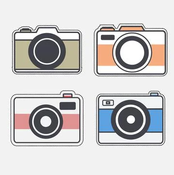 Camera Flat style stickers Isolated on white background Stock Illustration