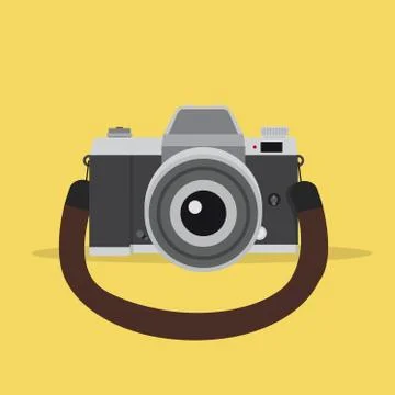 Camera in a flat style with strap Illustrazione stock