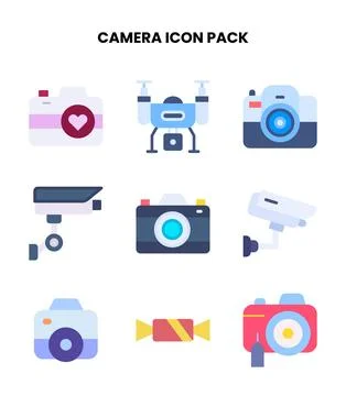 Camera Flat UI Icons Pack Stock Illustration