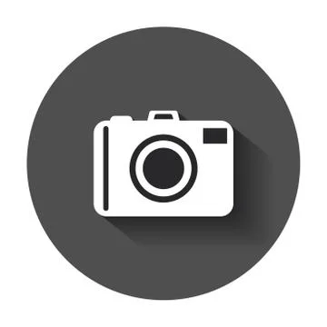 Camera flat vector icon. Illustration with long shadow. Illustrazione stock