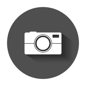 Camera flat vector icon. Illustration with long shadow. Illustrazione stock