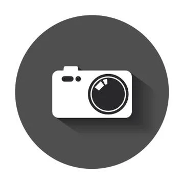 Camera flat vector icon. Illustration with long shadow. Illustrazione stock