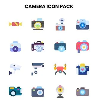 Camera Flat Vector Icons Pack Stock Illustration