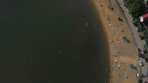 The camera flies along the border of the sea. Stock Footage 91519637