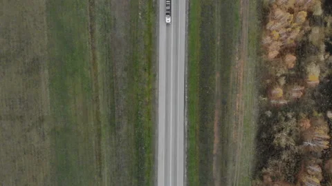 The camera flies along the road at high altitude. Stock Footage 99968391