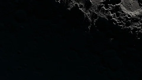 Camera flies around a craters in the Moon finishing in full moon image. Elements Stock Footage 90409552