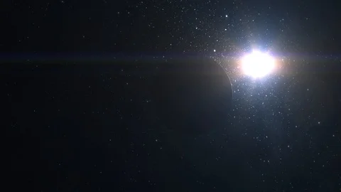 The camera flies around the moon. The moon moves to the left. View from space Video stock 95495104