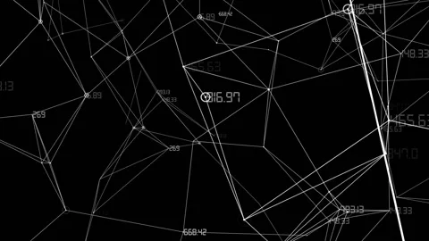 The camera flies away from the network of connected numbers.Abstract background Video stock 103557867