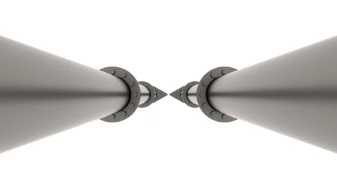 The camera flies between a pipeline of two parallel lines on a white background Stock Footage 122219409