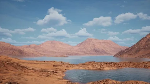 The camera flies forward to a huge rock on a bright sunny day. Clouds float Stock Footage 253965580