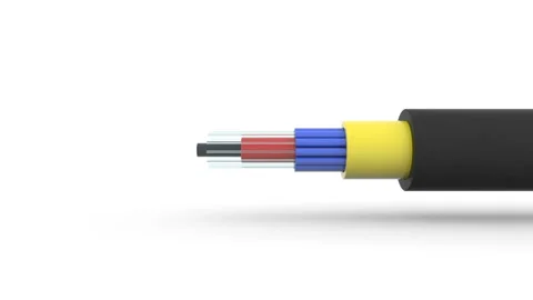 The camera flies from one end of the fiber optic cable to the other. Stock Footage 128798192
