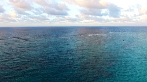 The camera flies over blue sea Stock Footage 71340886