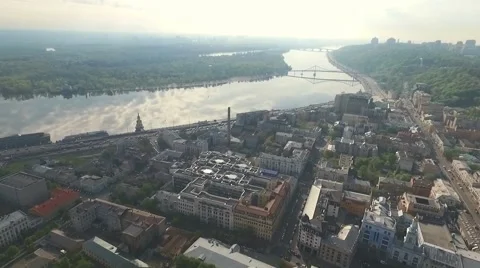 The Camera Flies Over the City of Kiev hd Stock Footage 62551416