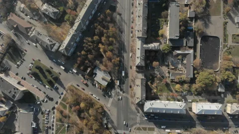 The camera flies over the city. Time lapse. Stock Footage 100997326