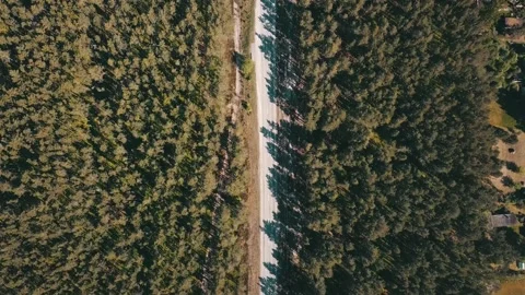 The camera flies over an empty road on a sunny day Stock Footage 146700515