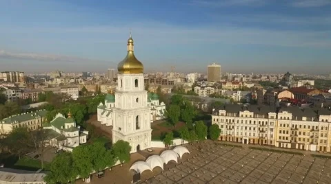 The Camera Flies Over the Kiev. City Bird's-Eye View Stock Footage 62548808
