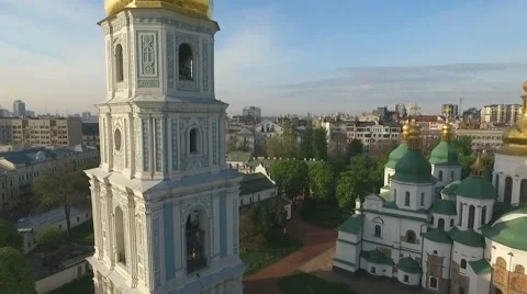 The Camera Flies Over the Kiev. City Bird's-Eye View Stock Footage 62548964