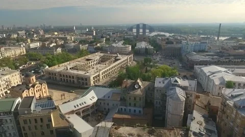 The Camera Flies Over the Kiev. City Bird's-Eye View Stock Footage 62549621