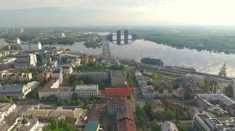 The Camera Flies Over the Kiev. City Bird's-Eye View Stock Footage 62549981