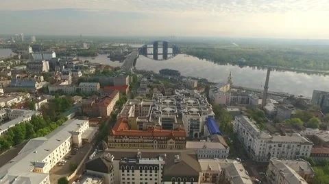 The Camera Flies Over the Kiev. City Bird's-Eye View Stock Footage 62550415