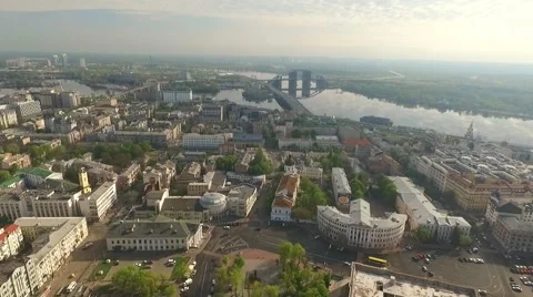 The Camera Flies Over the Kiev. City Bird's-Eye View Stock Footage 62550732