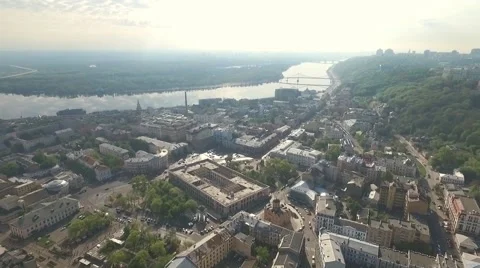 The Camera Flies Over the Kiev. City Bird's-Eye View Stock Footage 62551082