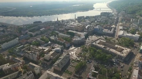 The Camera Flies Over the Kiev. City Bird's-Eye View Video stock 62551490