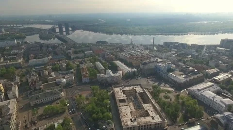 The Camera Flies Over the Kiev. City Bird's-Eye View Stock Footage 62551998