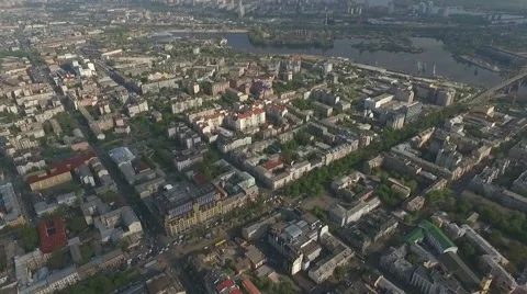 The Camera Flies Over the Kiev. City Bird's-Eye View Stock Footage 63144504