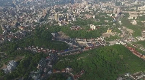 The Camera Flies Over the Kiev. City Bird's-Eye View Stock Footage 63144790