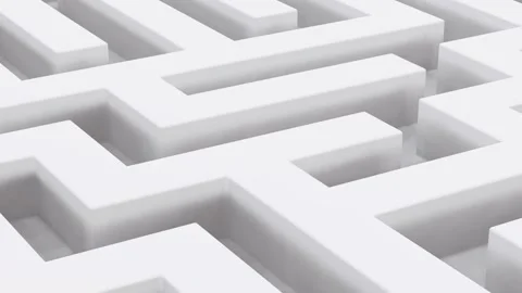 Camera flies over maze. White labyrinth abstract background Stock Footage 174671643