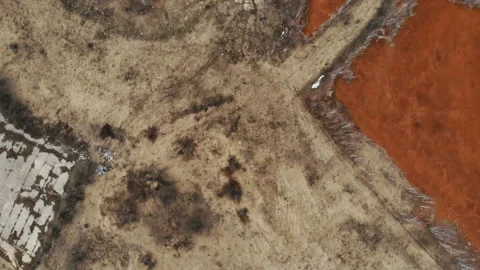 The camera flies over the place where there are poisoned waters and clear waters Stock Footage 106308217