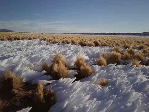 Camera flies over strange snow formation Stock Footage 83294457