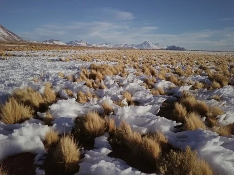 Camera flies over strange snow formation Stock Footage 83294461