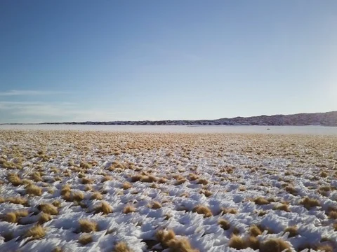 Camera flies over strange snow formation Stock Footage 83294499